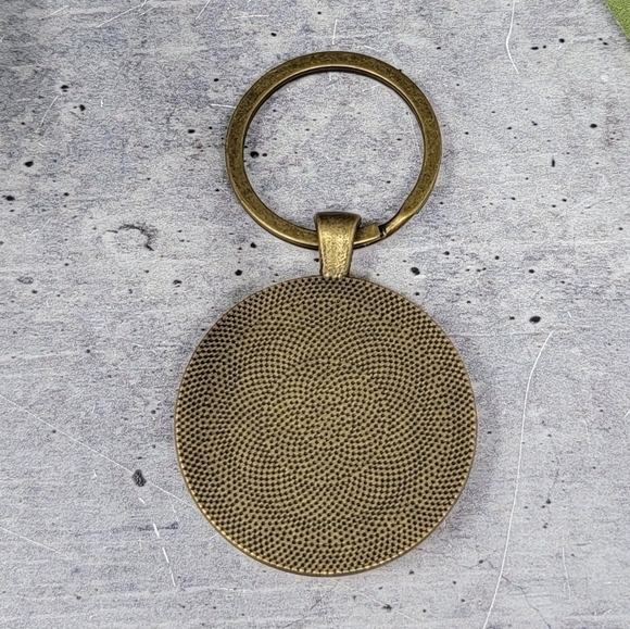 New Handmade | Red Gray Plaid Fabric Button Keychain - Picture 2 of 2